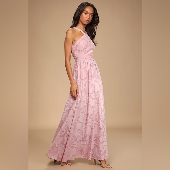 Size XL - NWOT Lulus Love and Beyond Mauve Pink Burnout Floral Maxi Dress - Picture 3 of 9